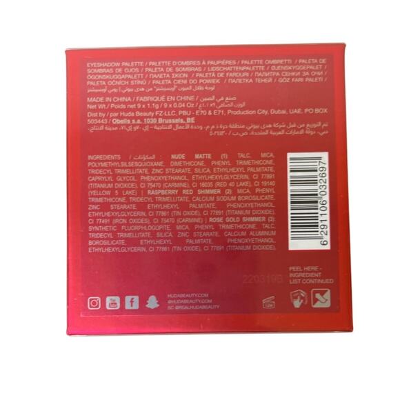 Huda Beauty Monochromatic High Pigment Eyeshadow Pallet Ruby Obsession - Picture 3 of 3